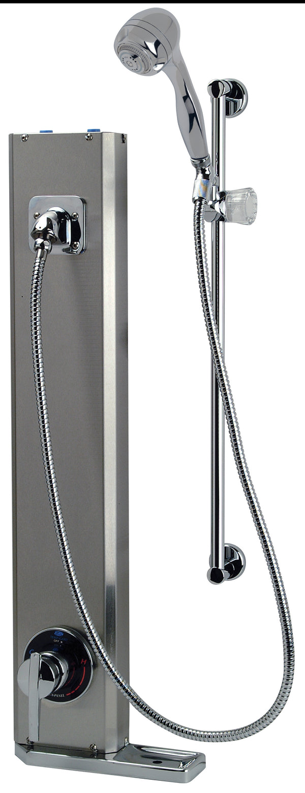 Zurn Aqua-Panel Institutional Stainless Steel Hand Wall Shower with 24" Mounting Bar, 60" Metal Hose, Cop/ Tubing Z7500-HW