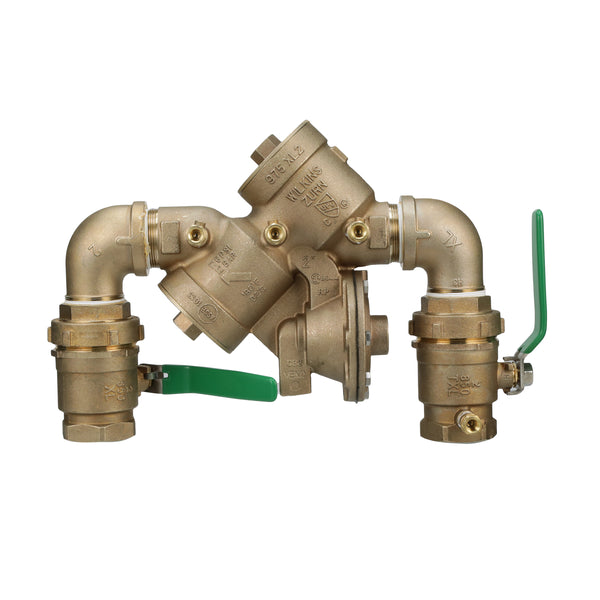 Zurn 2" 975XL2 Reduced Pressure Principle Backflow Preventer with street elbows and union ball Valves 2-975XL2SEU