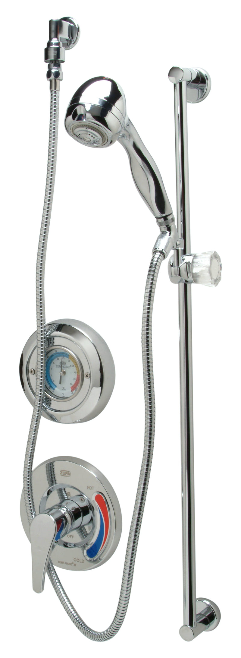 Zurn Temp-Gard III Tub and Hand Wall Shower Unit with 30" Slide Bar, 60" Hose, Vacuum Breaker Cop/ Sweat Connections Z7300-SSC-MT-HW11-VB