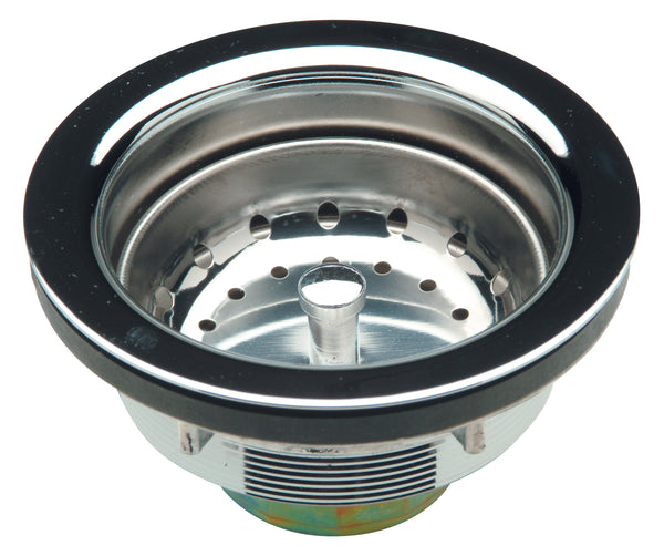 Zurn 4-Prong Basket Strainer with Neoprene Stop/ and "It Can't Skip" Locknut, Chrome-Plated Brass/Stainless Steel ZTT461-PC