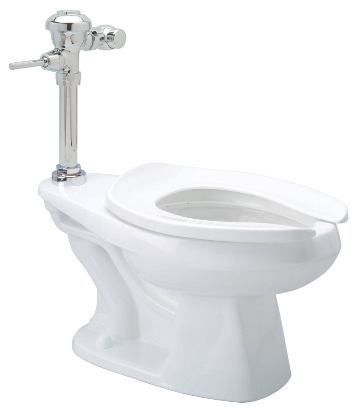 Zurn Floor-Mounted Automatic Toilet, 1.28 GPF Diaphragm Flush Valve, Elongated, No-Leak Handle, Vitreous China/Chrome Z5655.258.00.00.00
