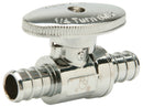 Zurn Crimp XL Brass Straight Stop Valve â 1/2" Barb x 3/8" OD Compression, 1/4 Turn, Chrome QQTV60SGX