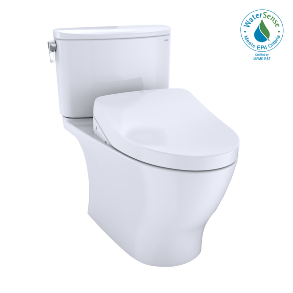 TOTO WASHLET Nexus Two-Piece Elongated 1.28 GPF Toilet with Auto Flush S500e Contemporary Bidet Seat, Cotton White MW4423046CEFGA#01