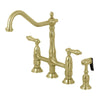 Kingston Brass KS1273ALBS Heritage Bridge Kitchen Faucet with Brass  Sprayer, Antique Brass 