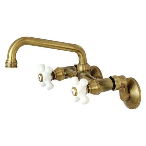 Kingston KS613AB 2-Hnd Wall Mount Kitchen Faucet, Antique