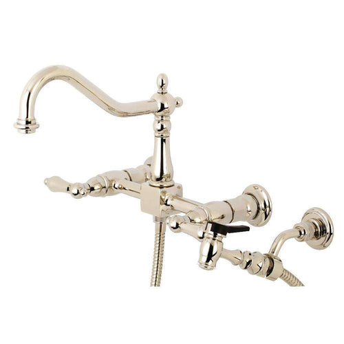 Kingston KS1246ALBS Heritage 8 in. Wall Mount Kitchen Faucet