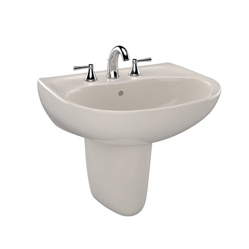 TOTO Supreme Oval Wall-Mount Bathroom Sink with CeFiONtect and Shroud for 4 Inch Center Faucets, Sedona Beige LHT241.4G#12