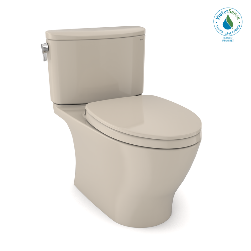 TOTO Nexus Two-Piece Elongated 1.28 GPF Universal Height Toilet with CEFIONTECT and SS124 SoftClose Seat, WASHLET Ready, Bone MS442124CEFG