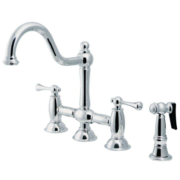 Kingston KS3791BLBS Restoration Kitchen Bridge Faucet W/ Sp