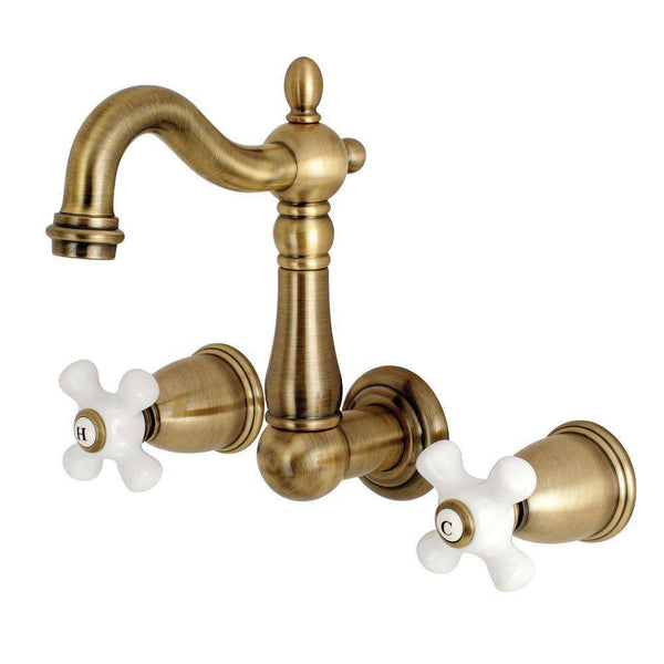 Kingston KS1223PX 8" Center Wall Mount Bath Faucet, Antique