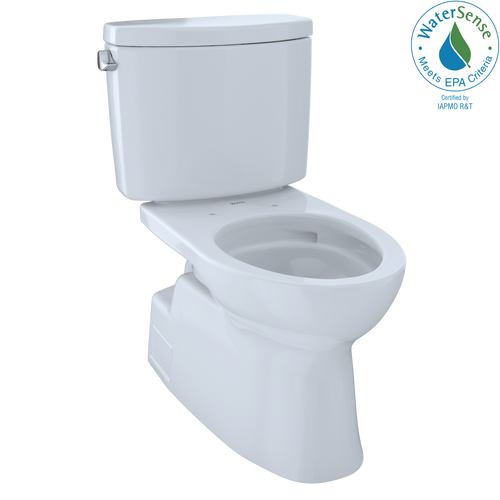 TOTO Vespin II Two-Piece Elongated 1.28 GPF Universal Height Skirted Design Toilet with CeFiONtect, Cotton White CST474CEFG#01