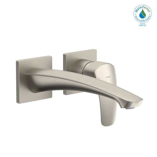 TOTO GM 1.2 GPM Wall-Mount Single-Handle Long Bathroom Faucet with COMFORT GLIDE Technology, Brushed Nickel TLG09308U#BN