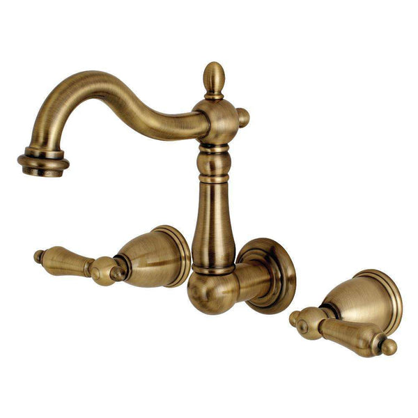 Kingston KS1253AL 8" Center Wall Mount Bath Faucet, Antique