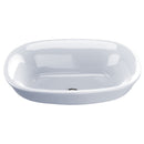 TOTO Maris Oval Semi-Recessed Vessel Bathroom Sink with CeFiONtect, Cotton White LT480G