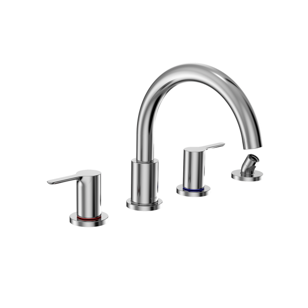 TOTO LB Two-Handle Deck-Mount Roman Tub Filler Trim with Handshower, Polished Chrome TBS01202U#CP