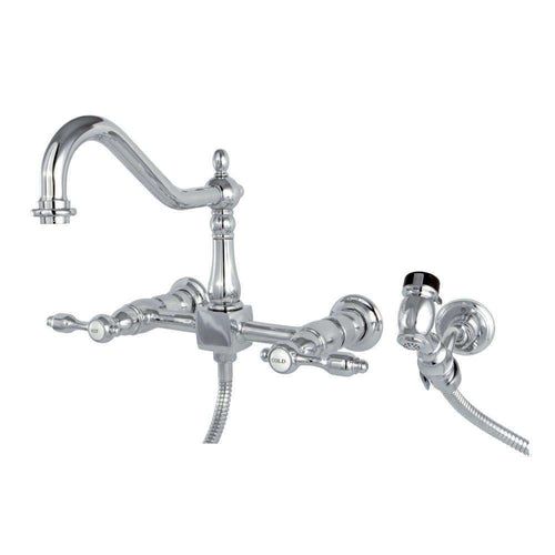 Kingston KS1241TALBS 8" Centerset Wall Mount Kitchen Faucet