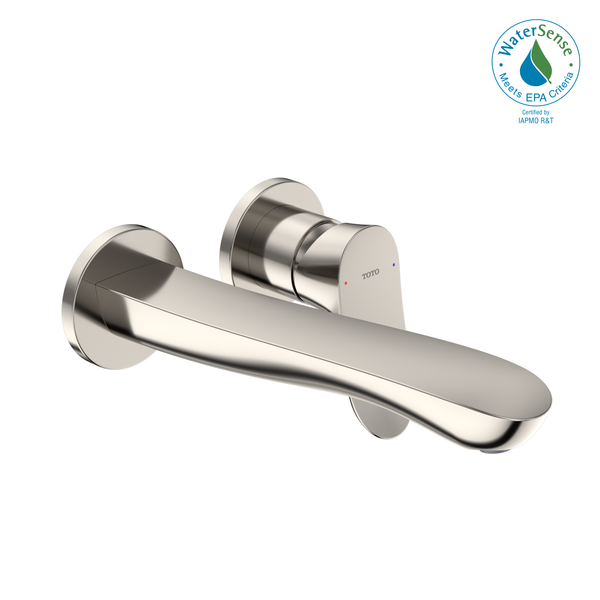 TOTO GO 1.2 GPM Wall-Mount Single-Handle L Bathroom Faucet with COMFORT GLIDE Technology, Polished Nickel TLG01311U#PN