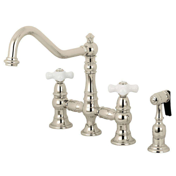 Kingston KS3276PXBS Restoration 8" Bridge Kitchen Faucet Sp