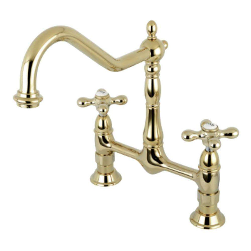 Kingston Brass KS1172AX Heritage Kitchen Bridge Faucet Brass