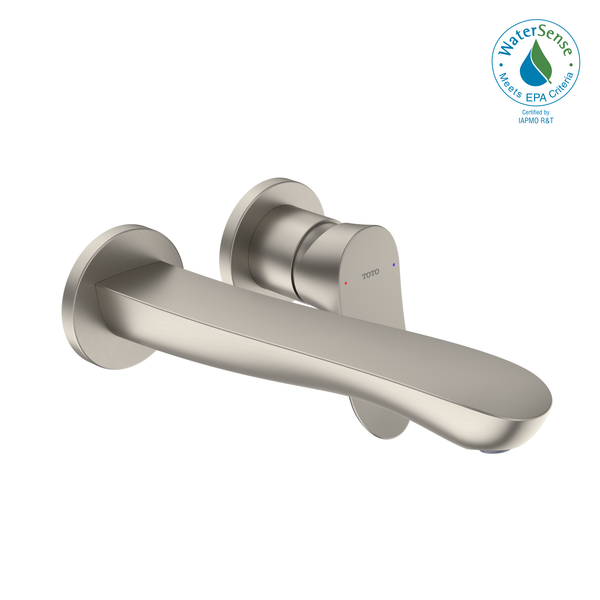 TOTO GO 1.2 GPM Wall-Mount Single-Handle L Bathroom Faucet with COMFORT GLIDETechnology, Brushed Nickel TLG01311U#BN