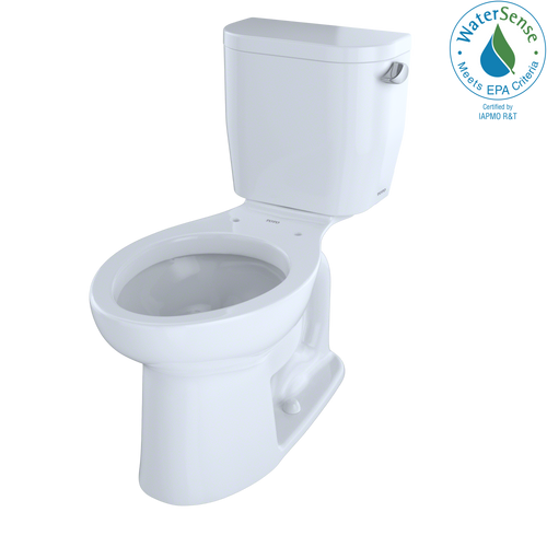 TOTO Entrada Two-Piece Elongated 1.28 GPF Universal Height Toilet with Right-Hand Trip Lever, Cotton White CST244EFR#01