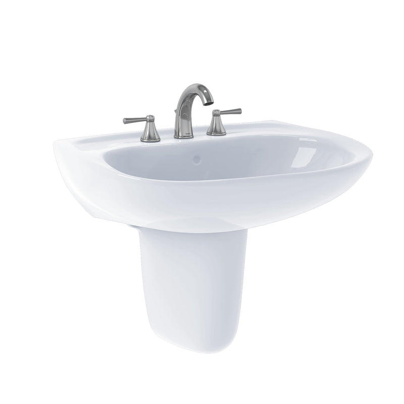 TOTO Prominence Oval Wall-Mount Bathroom Sink with CeFiONtect and Shroud for 4 Inch Center Faucets, Cotton White LHT242.4G