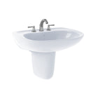 TOTO Prominence Oval Wall-Mount Bathroom Sink with CeFiONtect and Shroud for 8 Inch Center Faucets, Cotton White LHT242.8G