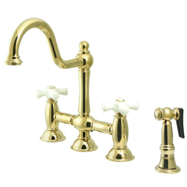 Kingston KS3798PXBS Restoration Kitchen Bridge Faucet W/ Sp