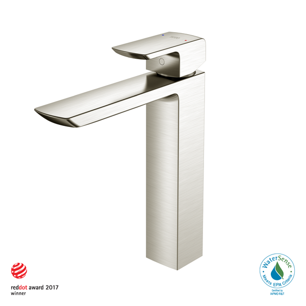 TOTO GR 1.2 GPM Single Handle Vessel Bathroom Sink Faucet with COMFORT GLIDE Technology, Brushed Nickel TLG02307U#BN