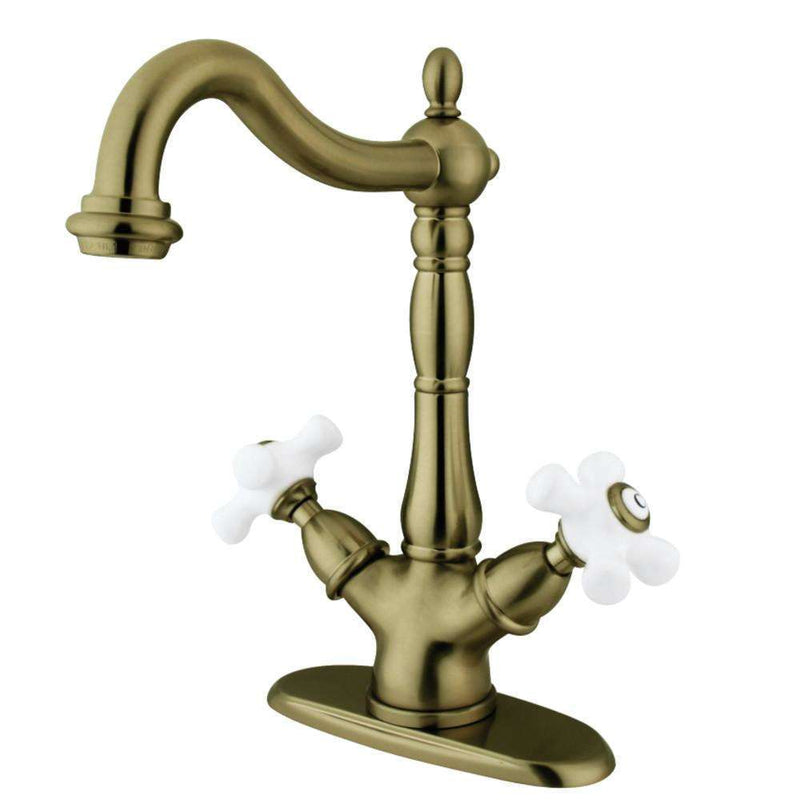Kingston Brass KS1493PX Vessel Sink Faucet, Antique Brass