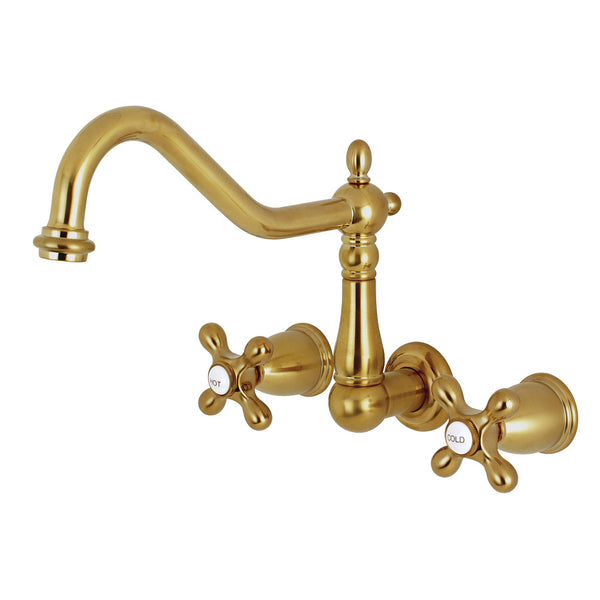 Kingston Brass KS1027AX Wall Mount Tub Filler, Brushed Brass