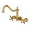 Kingston Brass KS1027AX Wall Mount Tub Filler, Brushed Brass