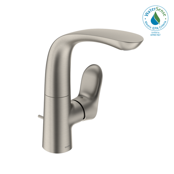 TOTO GO 1.2 GPM Single Side-Handle Bathroom Sink Faucet with COMFORT GLIDETechnology, Brushed Nickel TLG01309U#BN