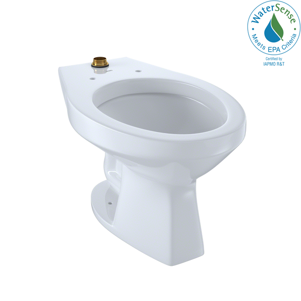 TOTO Elongated Floor-Mounted Flushometer Toilet Bowl with Top Spud and CeFiONtect, Cotton White CT705UNG#01