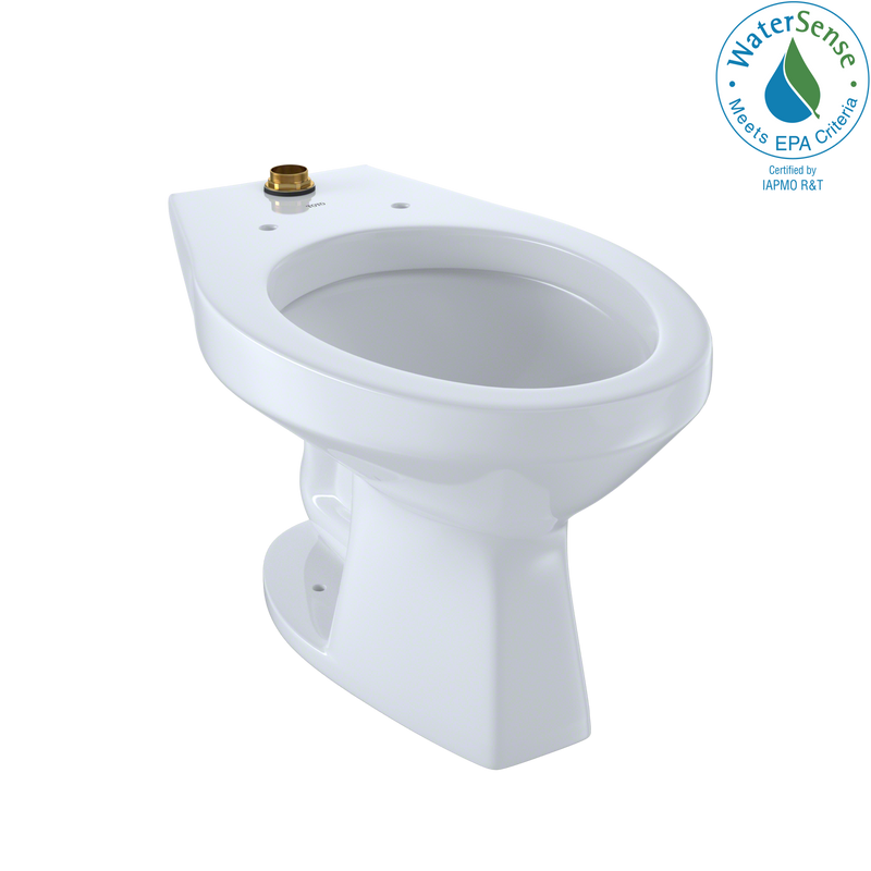 TOTO Elongated Floor-Mounted Flushometer Toilet Bowl with Top Spud and CeFiONtect, Cotton White CT705UNG