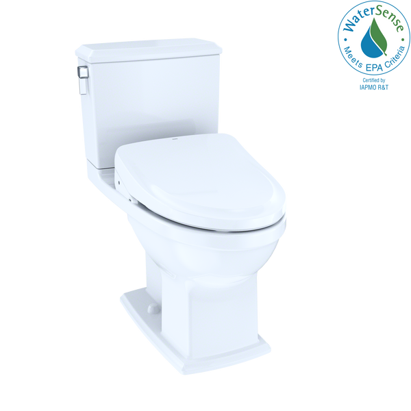 TOTO WASHLET Connelly Two-Piece Elongated Dual Flush 1.28 and 0.9 GPF Toilet and Classic WASHLET S550e Bidet Seat with Auto Flush, Cotton White MW4943054CEMAFG#01