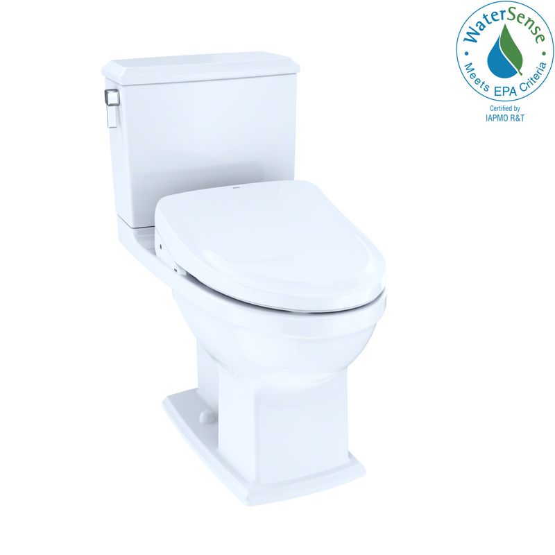 TOTO WASHLET Connelly Two-Piece Elongated Dual Flush 1.28 and 0.9 GPF Toilet and Classic WASHLET S550e Bidet Seat with Auto Flush, Cotton White MW4943054CEMAFG