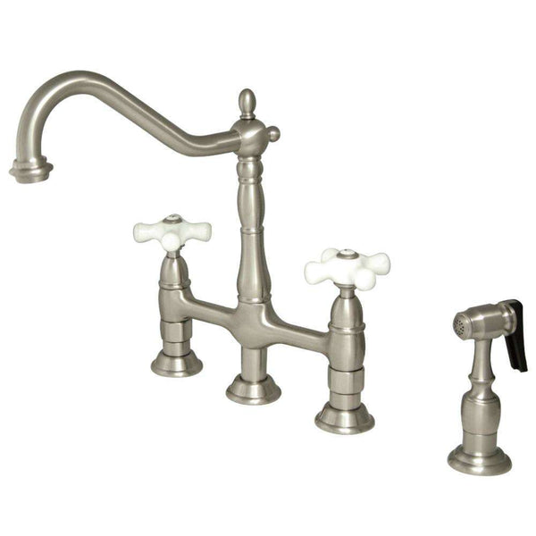 Kingston KS1278PXBS Heritage 8 in. Bridge Kitchen Faucet W/