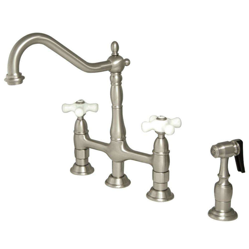 Kingston KS1278PXBS Heritage 8 in. Bridge Kitchen Faucet W/