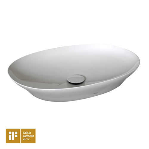 TOTO Kiwami Oval 24 Inch Vessel Bathroom Sink with CEFIONTECT, Cotton White LT474G#01