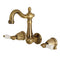 Kingston KS1223PL 8" Center Wall Mount Bath Faucet, Antique