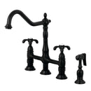 Kingston KS1270TXBS French Country Kitchen Bridge Faucet W/