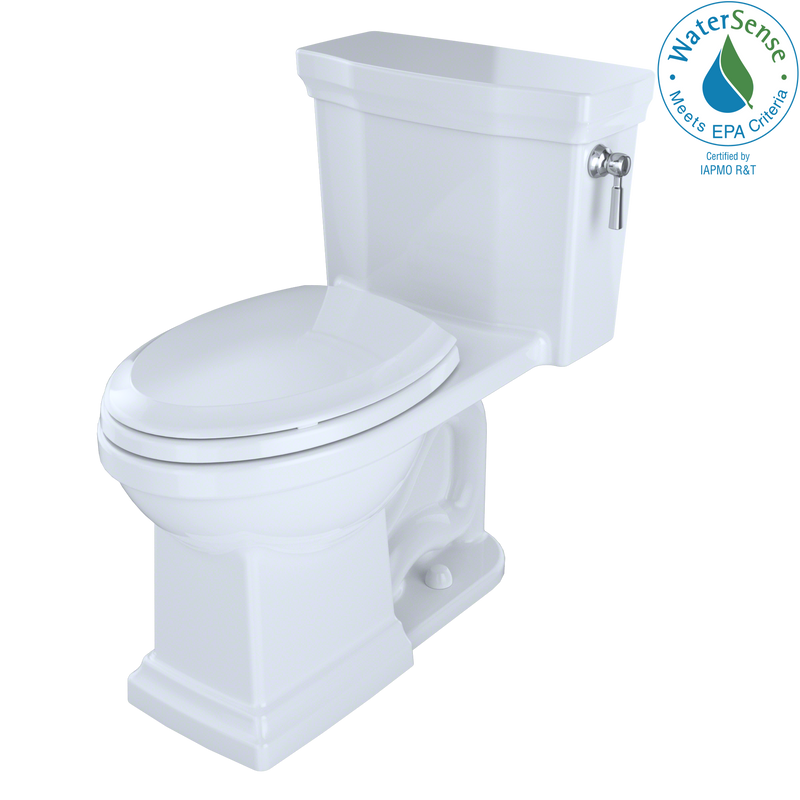 TOTO Promenade II One-Piece Elongated 1.28 GPF Universal Height Toilet with CeFiONtect and Right-Hand Trip Lever, Cotton White MS814224CEFRG