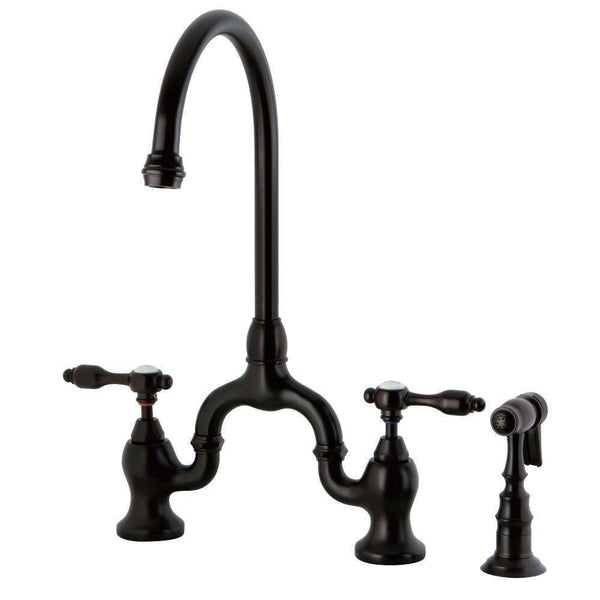 Kingston Brass KS7795TALBS Bridge Kitchen Faucet W/ Brass