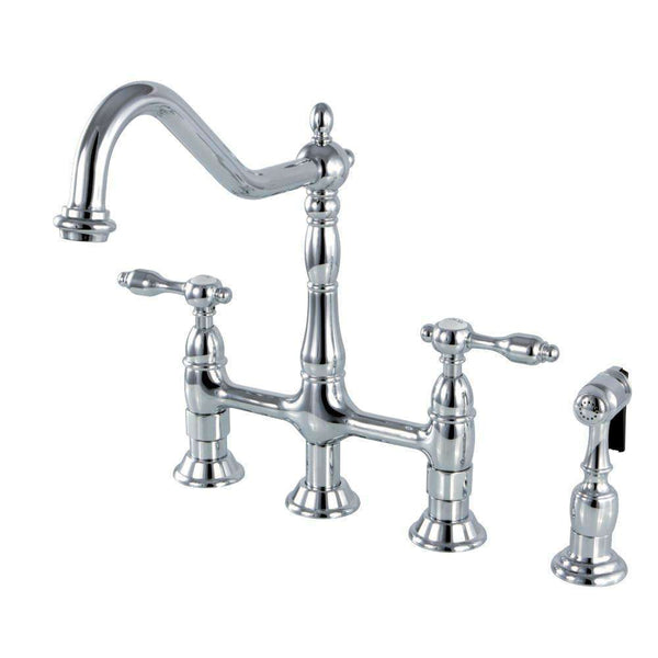 Kingston Brass KS1271TALBS Bridge Kitchen Faucet W/ Brass