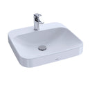 TOTO Arvina Rectangular 20" Vessel Bathroom Sink with CeFiONtect for Single Hole Faucets, Cotton White LT415G