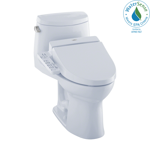 TOTO WASHLET UltraMax II One-Piece Elongated 1.28 GPF Toilet and WASHLET C100 Bidet Seat, Cotton White MW6042034CEFG#01