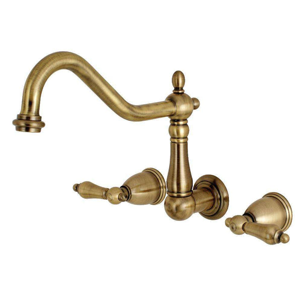 Kingston KS1283AL Wall Mount Kitchen Faucet, Antique