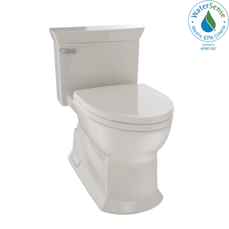 TOTO Eco Soir e One Piece Elongated 1.28 GPF Universal Height Skirted Toilet with CeFiONtect, Bone MS964214CEFG