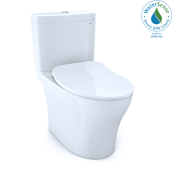 TOTO Aquia IV 1G Two-Piece Elongated Dual Flush 1.0 and 0.8 GPF Toilet with CEFIONTECT and SoftClose Seat, WASHLET Ready, Cotton White MS446234CUMG#01